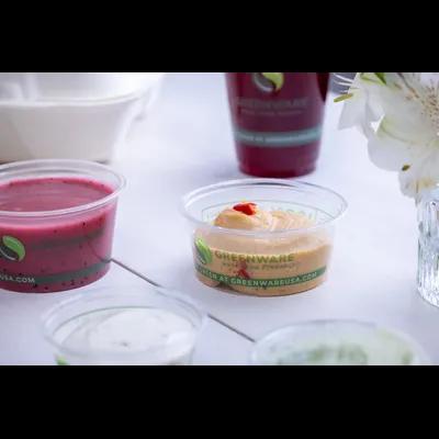 Greenware® Souffle & Portion Cup 3.3 OZ PLA Clear Stock Print Round 2000/Case