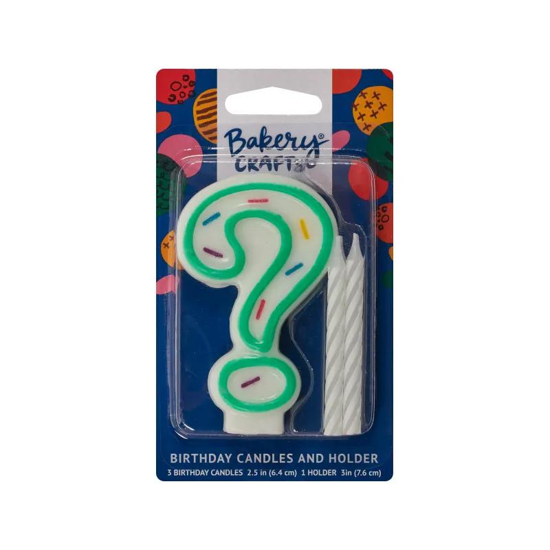 Question Mark ? Number Candle Wax Green Sprinkles 12/Pack