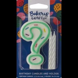 Question Mark ? Number Candle Wax Green Sprinkles 12/Pack