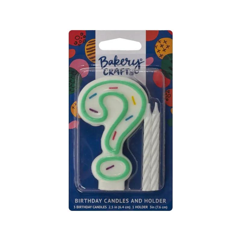 Question Mark ? Number Candle Wax Green Sprinkles 12/Pack