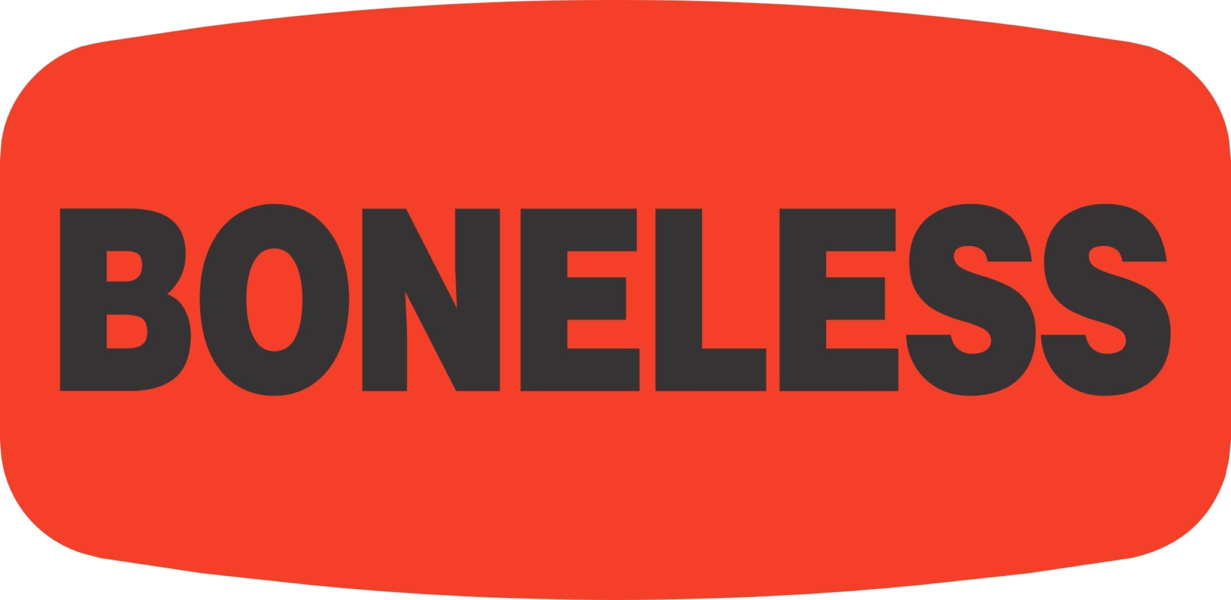 Boneless Label Black Fluorescent Red Short Oval Dayglo 1000 Count/Roll 50 Rolls/Case 50000 Count/Case