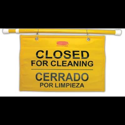 Hanging Sign 13X27.75X13 IN Closed For Cleaning Yellow Plastic Multilingual 1/Each