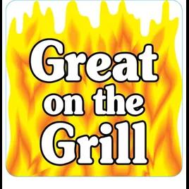 Great On The Grill Meat Grilling Label 2X2 IN Red Yellow Black Square 500 Count/Roll 25 Rolls/Case 12500 Count/Case