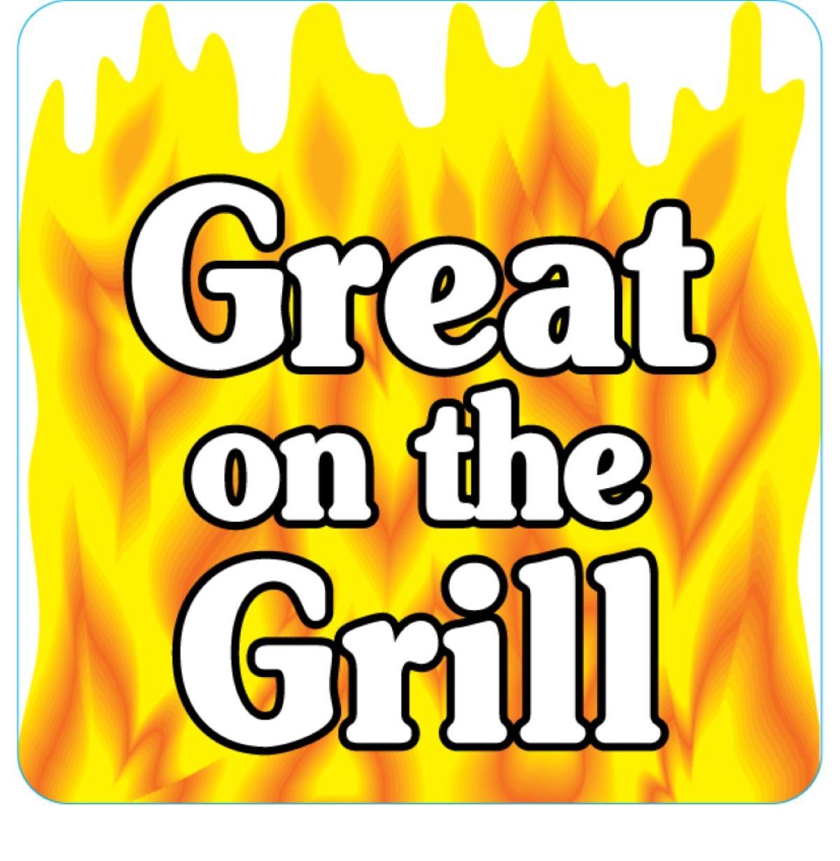 Great On The Grill Meat Grilling Label 2X2 IN Red Yellow Black Square 500 Count/Roll 25 Rolls/Case 12500 Count/Case