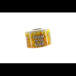 Great On The Grill Meat Grilling Label 2X2 IN Red Yellow Black Square 500 Count/Roll 25 Rolls/Case 12500 Count/Case