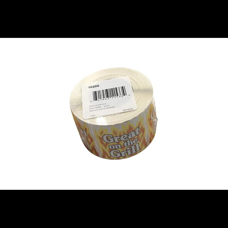 Great on the Grill Label 2X2 IN Yellow Square 500/Roll