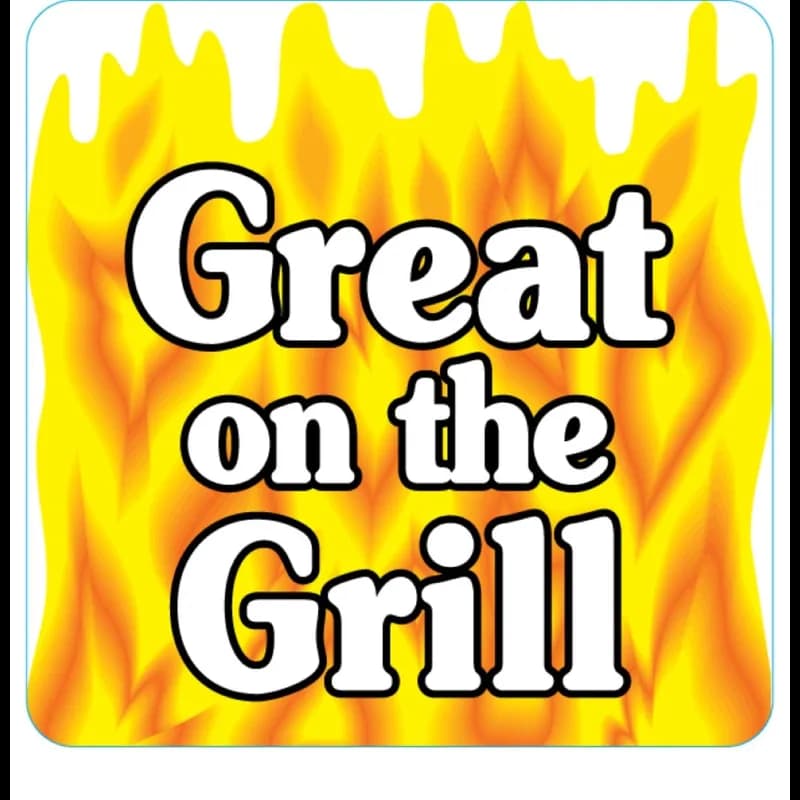 Great On The Grill Meat Grilling Label 2X2 IN Red Yellow Black Square 500 Count/Roll 25 Rolls/Case 12500 Count/Case