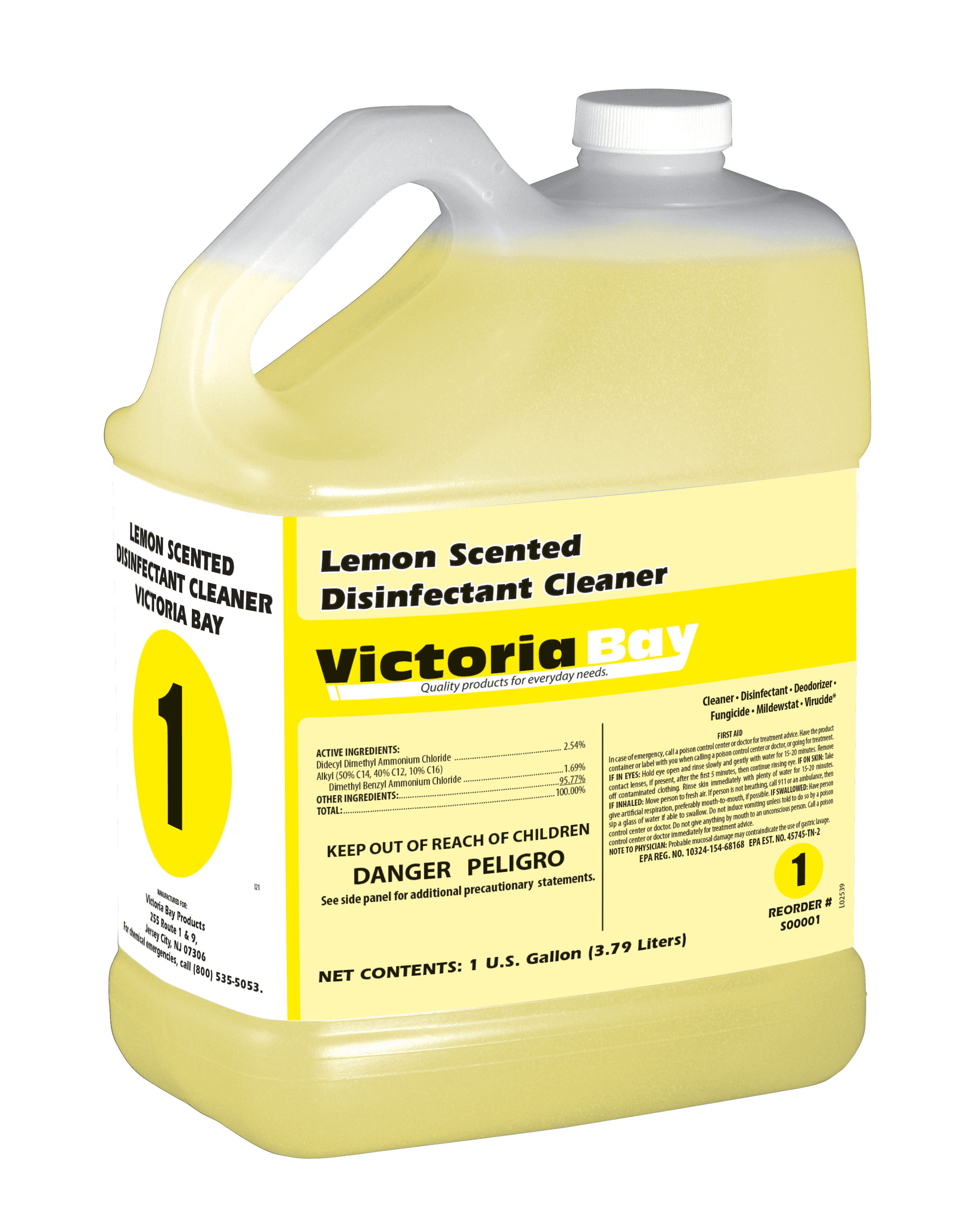Victoria Bay Lemon Scented Disinfectant Cleaner CMS #1 1 GAL 2/Case
