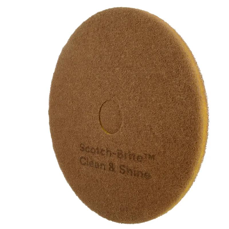 Scotch-Brite™ Clean & Shine Cleaning Pad 20X1 IN Brown Non-Woven Polyester Fiber 150-400 RPM Center Hole 5/Case