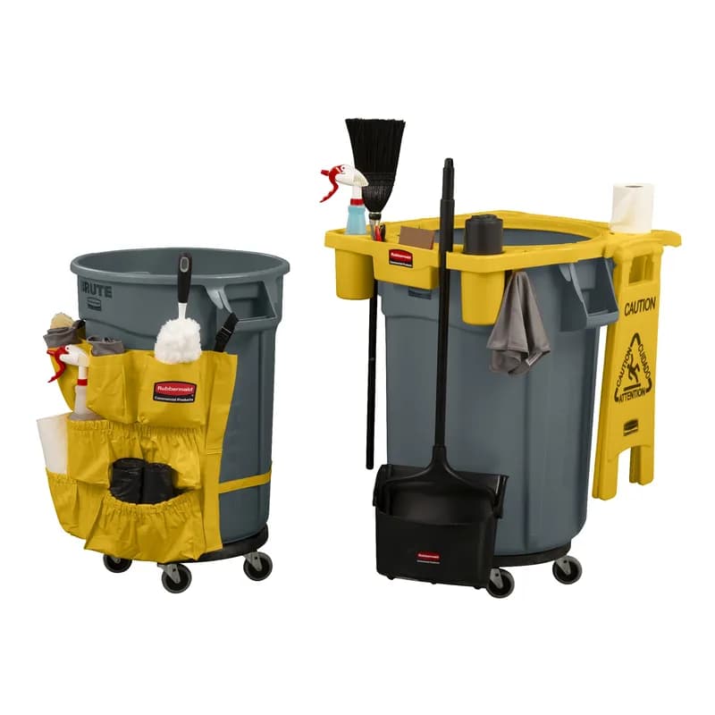 Brute® Rim Caddy 32.82X7.32X27.46 IN Yellow Resin 44 Gallon Standard 4 Compartment 1/Each