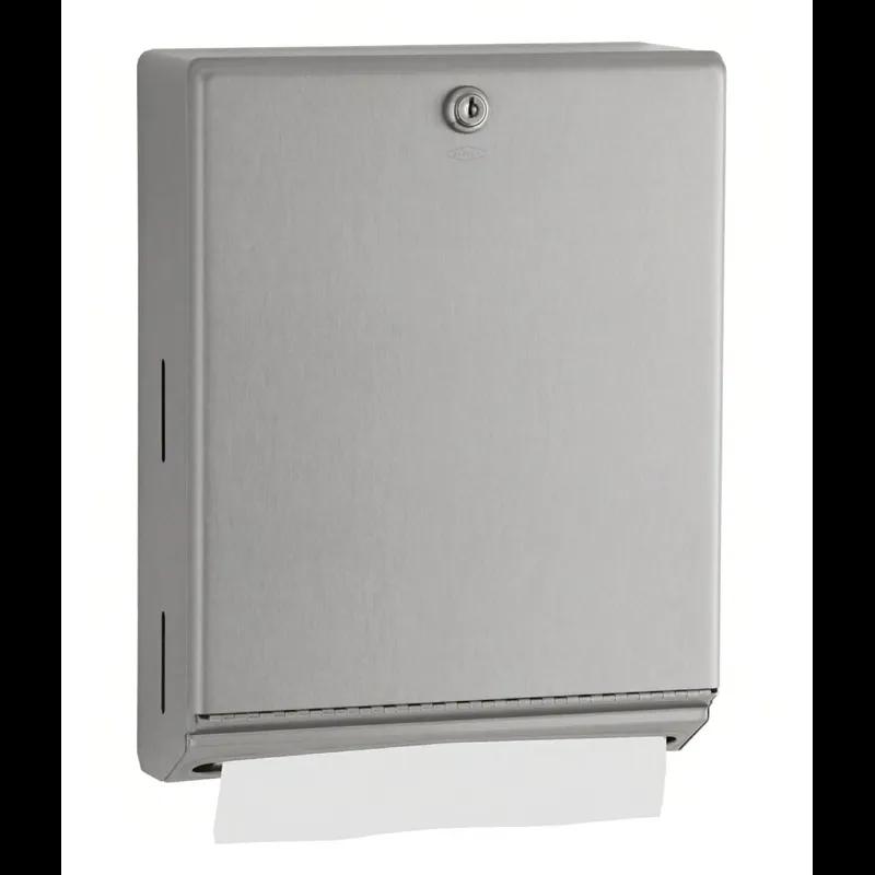 Paper Towel Dispenser 4X0.75X14 IN Stainless Steel Surface Mount Multifold C-Fold Satin Manual 1/Each
