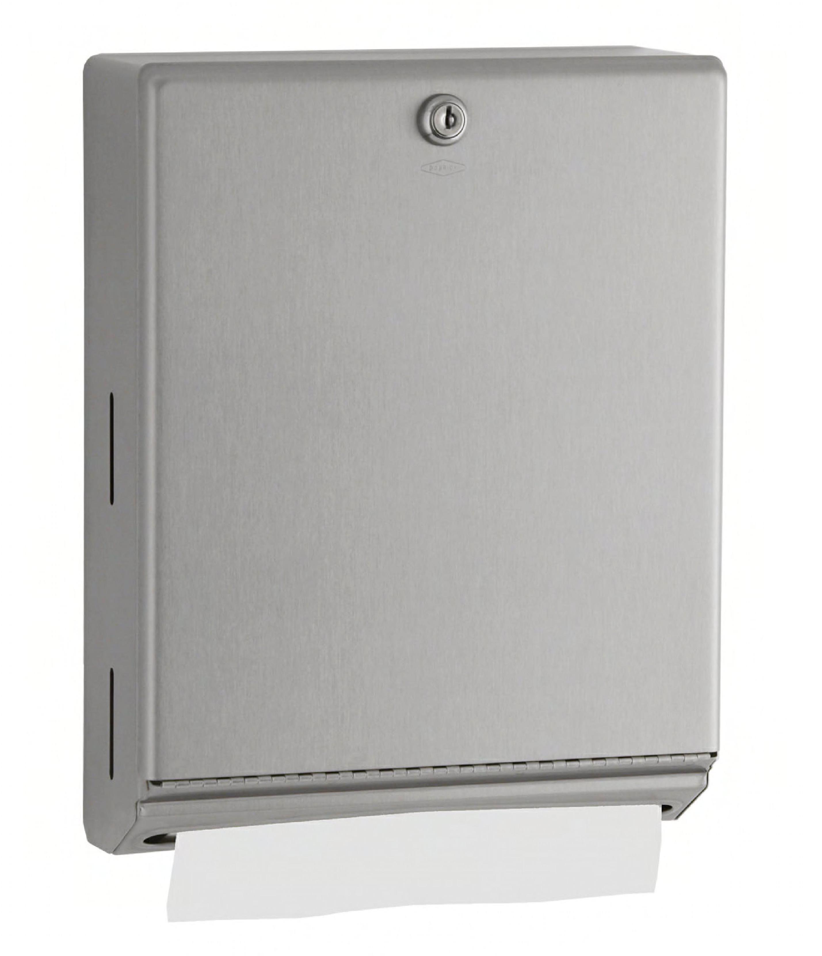 Paper Towel Dispenser 4X0.75X14 IN Stainless Steel Surface Mount Multifold C-Fold Satin Manual 1/Each