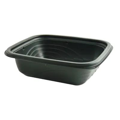 Take-Out Container Base 6.62X5.75X1.76 IN PP Black Clear Rectangle Microwave Safe Anti-Fog Leak Resistant 756/Case