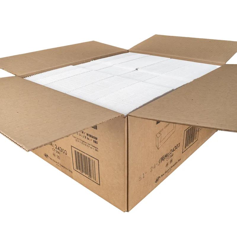 Bakery Box 9X4X3.5 IN SBS Paperboard White Rectangle 6 Corner Beers With Window 200/Case