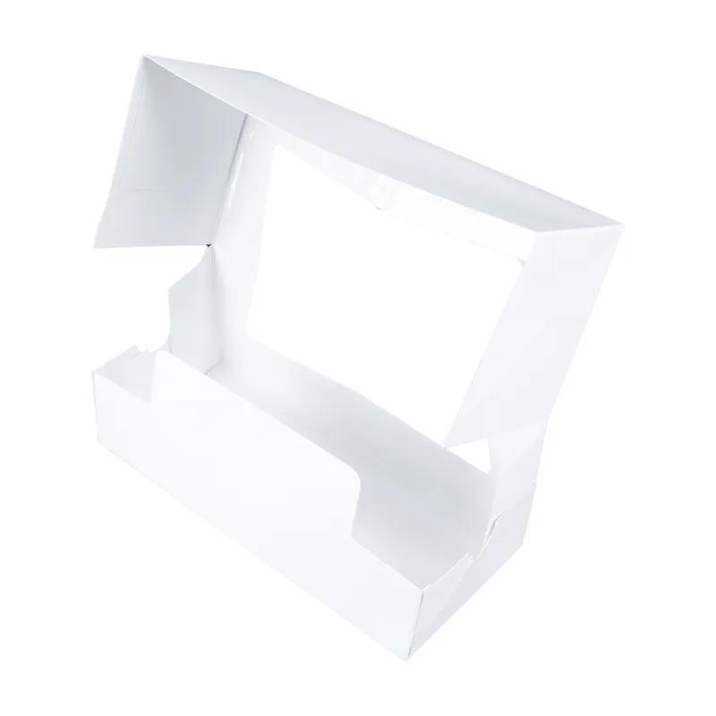 Bakery Box 9X4X3.5 IN SBS Paperboard White Rectangle 6 Corner Beers With Window 200/Case