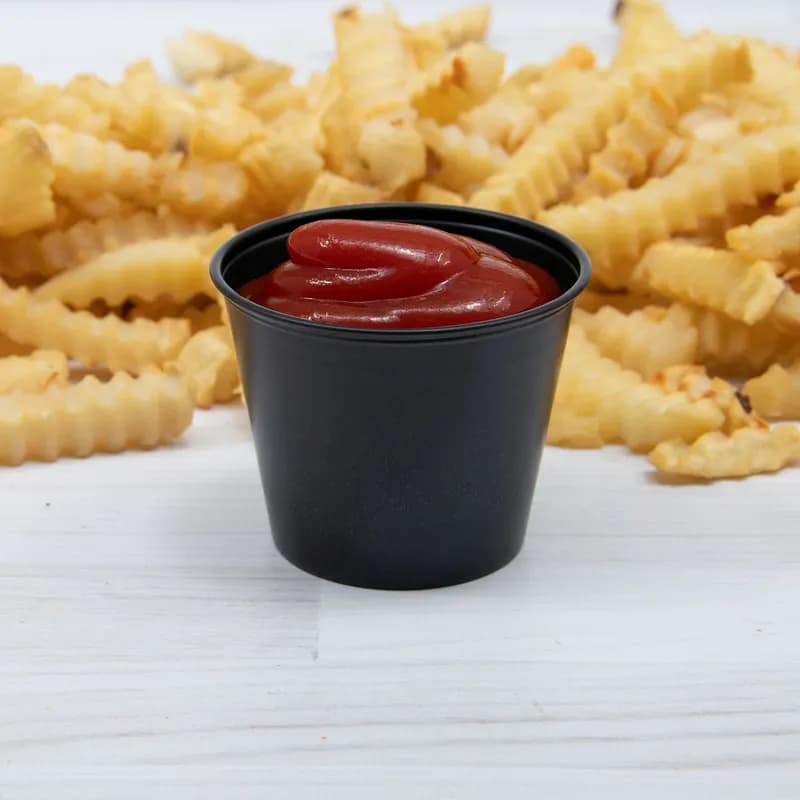 Solo® Souffle & Portion Cup 5.5 OZ PS Black 250 Count/Pack 10 Packs/Case 2500 Count/Case