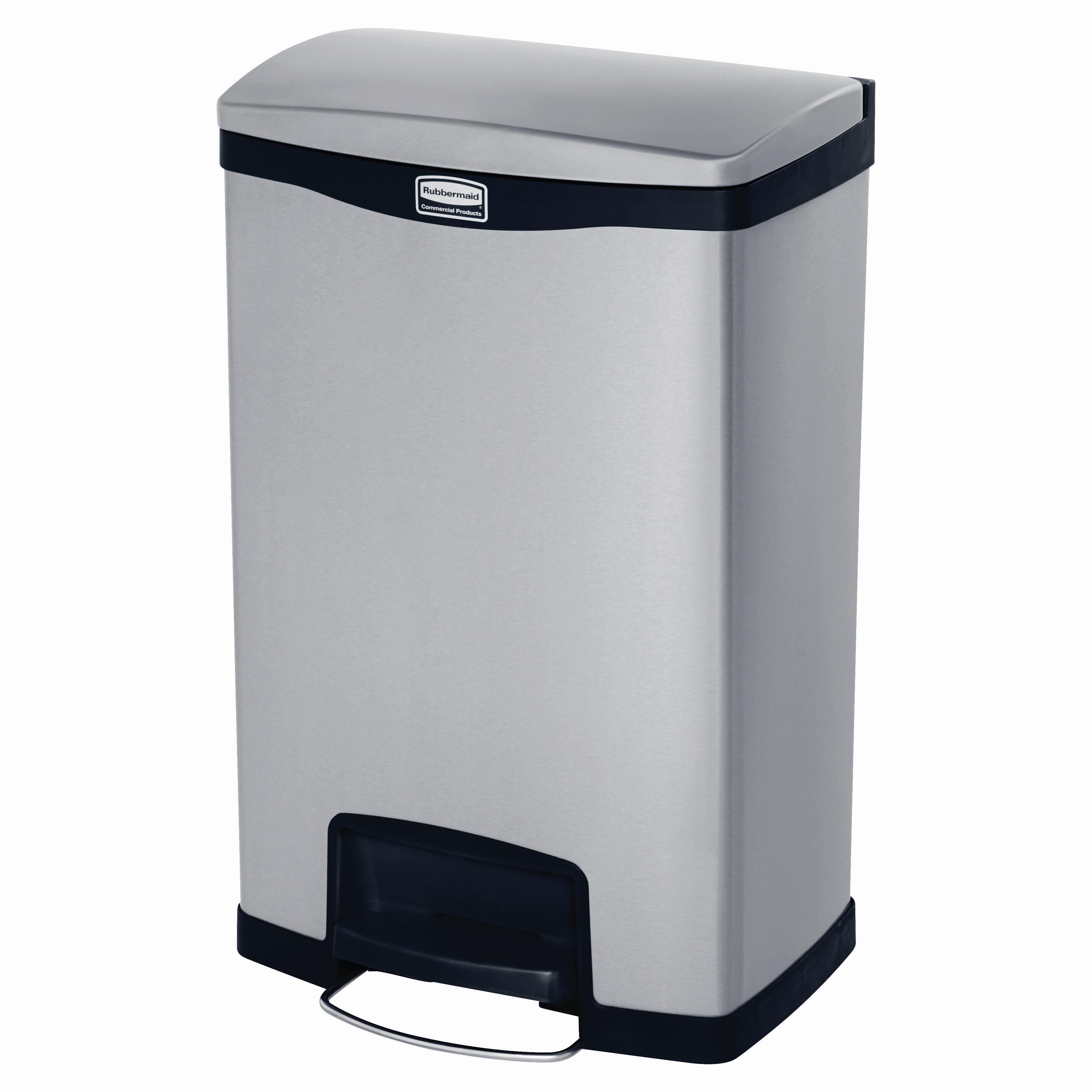 Impressions™ 1-Stream Trash Can 18.11X13.70X28.66 IN 13 GAL Black Stainless Steel Step-On Front Step 1/Each
