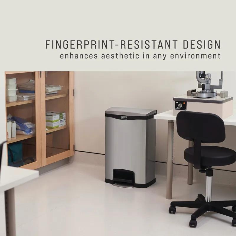 Impressions™ 1-Stream Trash Can 18.11X13.70X28.66 IN 13 GAL Black Stainless Steel Step-On Front Step 1/Each