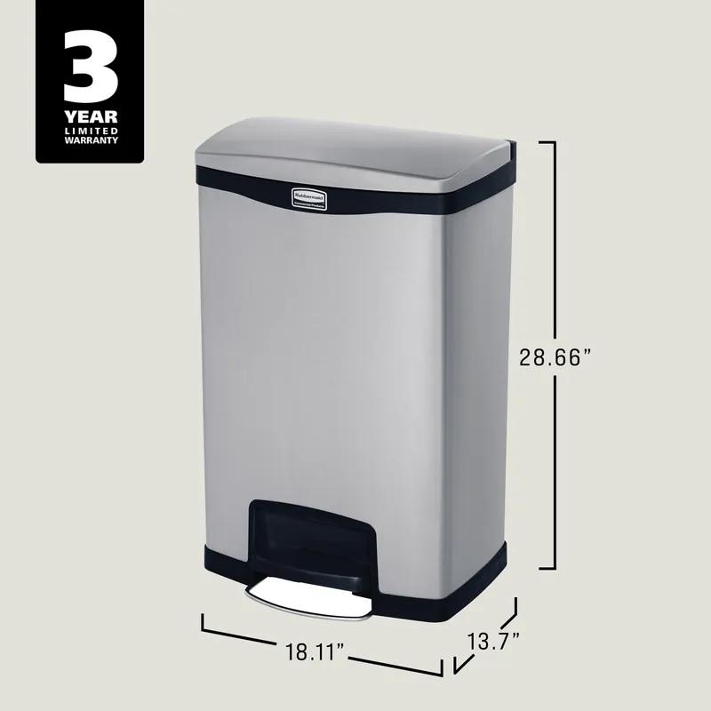 Impressions™ 1-Stream Trash Can 18.11X13.70X28.66 IN 13 GAL Black Stainless Steel Step-On Front Step 1/Each