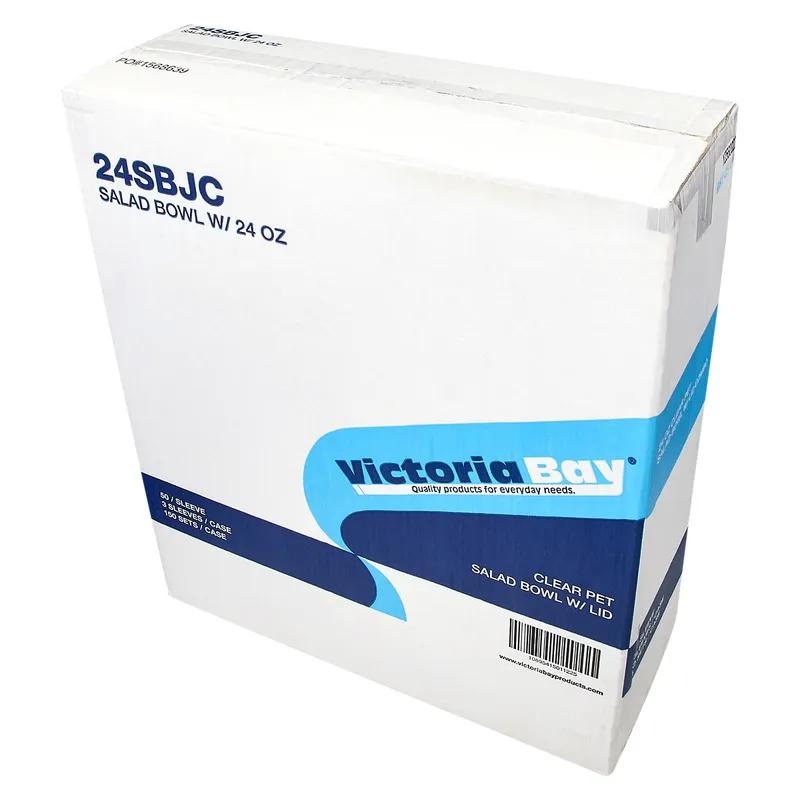 Victoria Bay Salad Bowl & Lid Combo With Dome Lid 24 OZ PET Clear Round Unhinged 150/Case