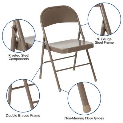 Folding Chair Beige Metal 1/Each