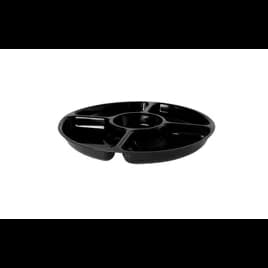 Platter Pleasers Serving Tray Base 12 IN 5 Compartment Plastic Black Round 25/Case