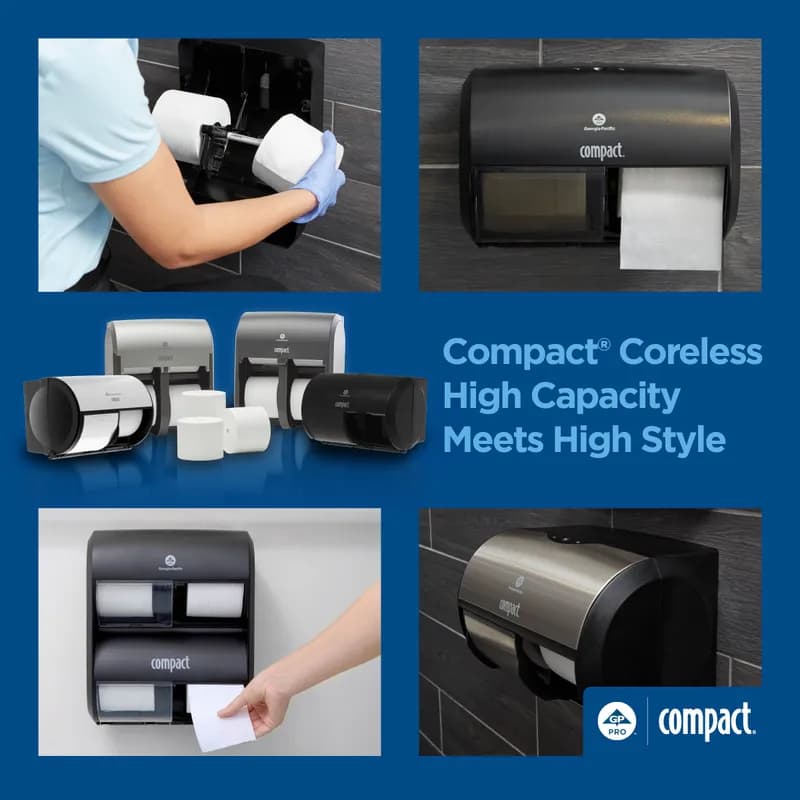 Compact® Toilet Paper & Tissue Roll 4X3.8 IN 2PLY White Embossed Coreless Premium 750 Sheets/Roll 36 Rolls/Case