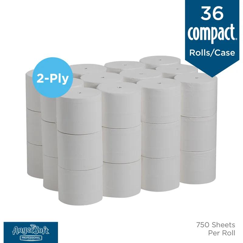 Compact® Toilet Paper & Tissue Roll 4X3.8 IN 2PLY White Embossed Coreless Premium 750 Sheets/Roll 36 Rolls/Case