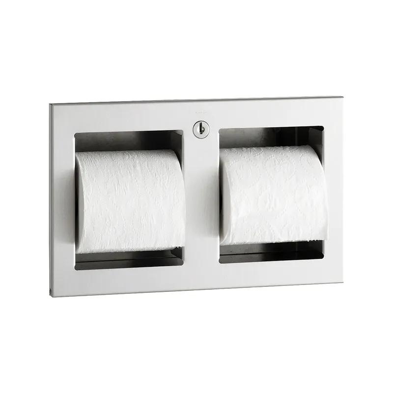Toilet Paper Dispenser Stainless Steel Satin Recessed 2-Roll 1/Each