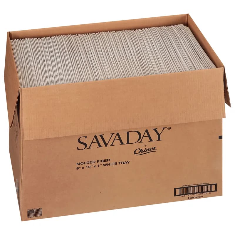 Savaday® Serving Tray 9X12X1 IN Molded Fiber White Rectangle 250/Case