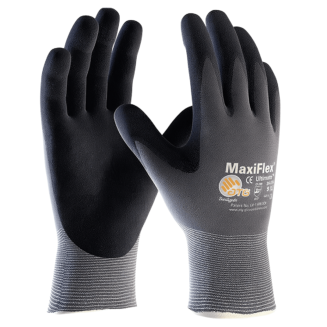 Gloves Large (LG) Gray Seamless Microfoam Grip 1/Pair