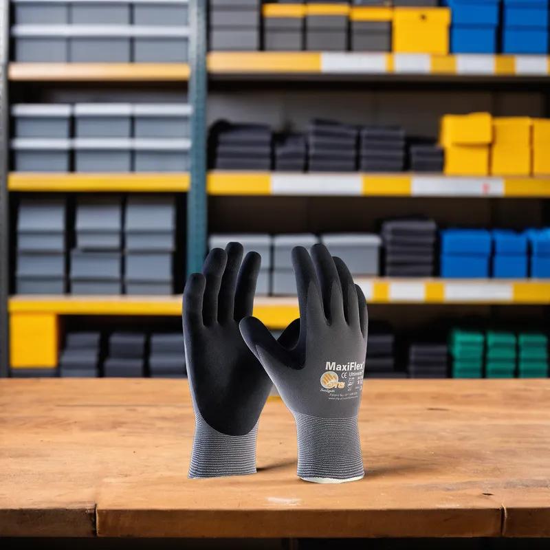 Gloves Large (LG) Gray Seamless Microfoam Grip 1/Pair