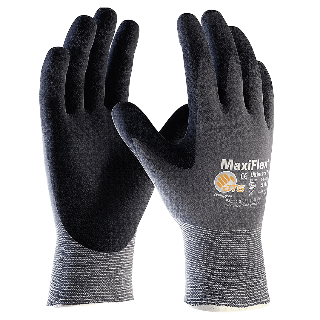 Gloves Medium (MED) Gray Seamless Microfoam Grip 1/Pair