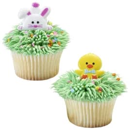 Cake & Cupcake Topper Ring Plastic Multicolor Duck & Bunny 144/Pack