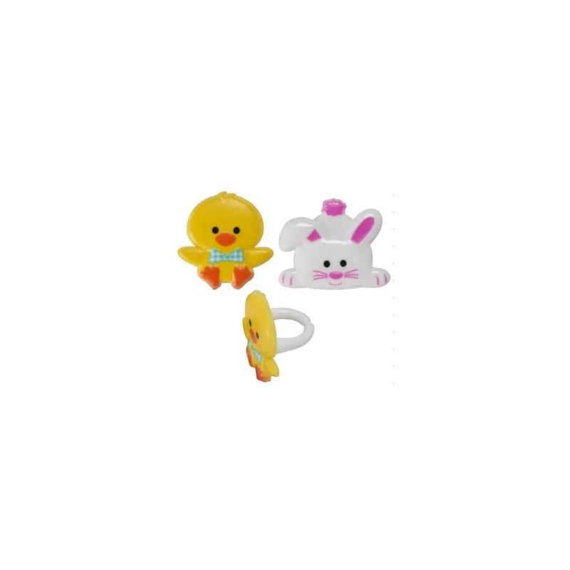 Cake & Cupcake Topper Ring Plastic Multicolor Duck & Bunny 144/Pack