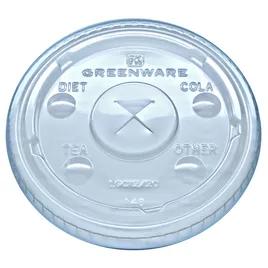 Greenware® Lid Flat 3.8X0.3 IN PLA Clear For 12-20 OZ Cold Cup With Hole Identification 1000/Case