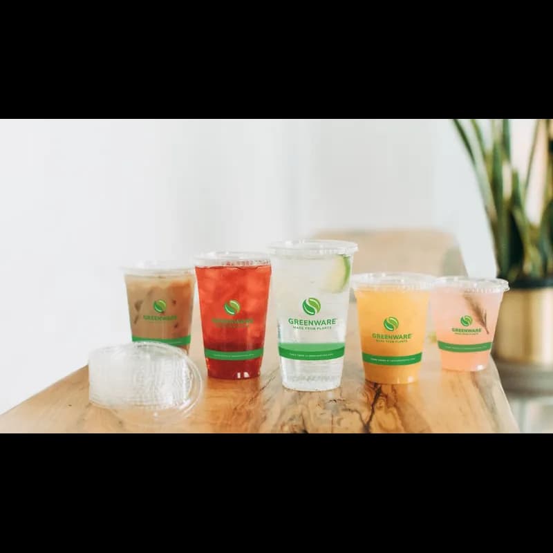 Greenware® Lid Flat 3.8X0.3 IN PLA Clear For 9-12-14 OZ Cold Cup Straw Slot Identification 1000/Case