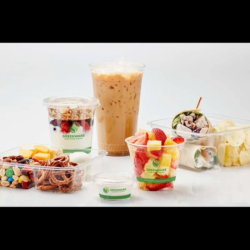 Greenware® Lid Flat 3.8X0.3 IN PLA Clear For 9-12-14 OZ Cold Cup Straw Slot Identification 1000/Case