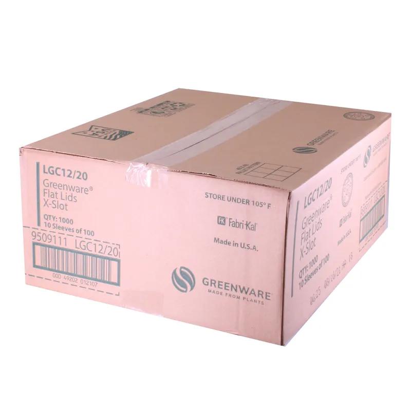 Greenware® Lid Flat 3.8X0.3 IN PLA Clear For 9-12-14 OZ Cold Cup Straw Slot Identification 1000/Case