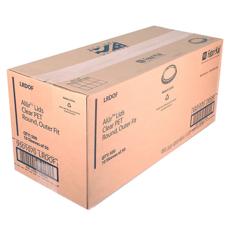 Alur Lid Flat 4.8X0.6 IN RPET Clear Round For Deli Container Outer Fit 500/Case