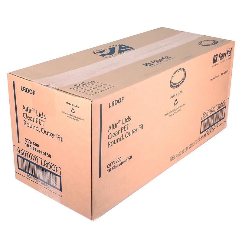 Alur Lid Flat 4.8X0.6 IN RPET Clear Round For Deli Container Outer Fit 500/Case