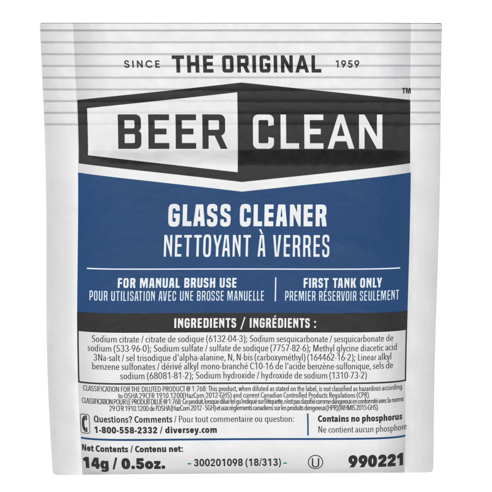 Beer Clean® Odorless Glassware Detergent 0.5 OZ Powder Packet Kosher 100/Case