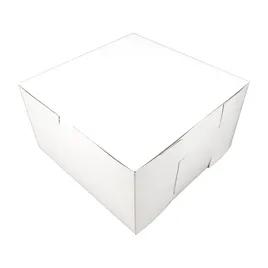 Bakery Box 10X10X5.5 IN Clay-Coated Kraft Board White Kraft Square Lock Corner Tuck Top 100/Case