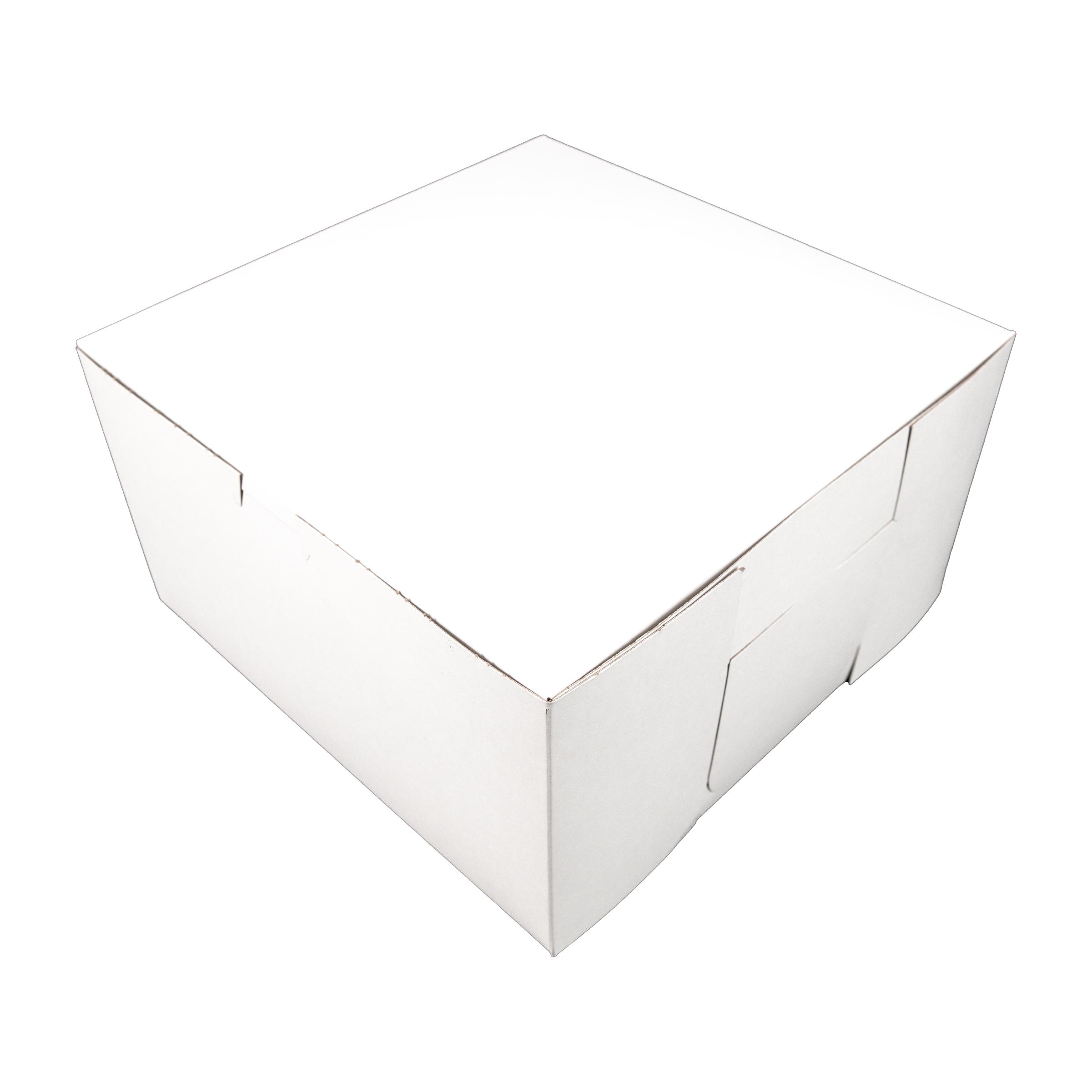 Bakery Box 10X10X5.5 IN Clay-Coated Kraft Board White Kraft Square Lock Corner Tuck Top 100/Case