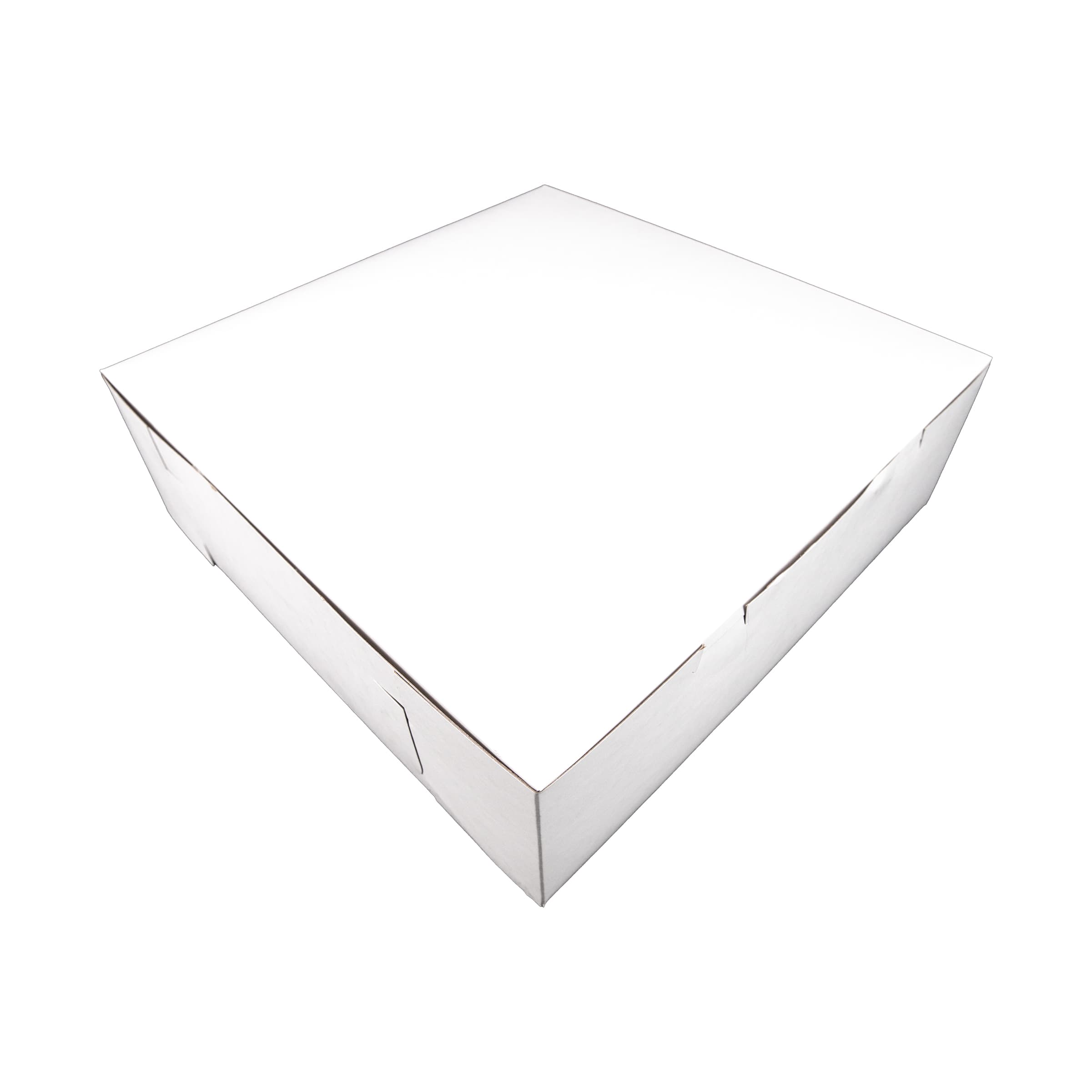 Bakery Box 14X14X6 IN Clay-Coated Kraft Board White Kraft Square Lock Corner Tuck Top 50/Case