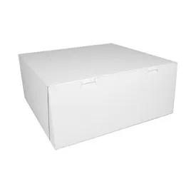 Bakery Box 14X14X6 IN Clay-Coated Kraft Board White Kraft Square Lock Corner Tuck Top 50/Case