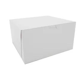 Bakery Box 10X10X5.5 IN Clay-Coated Kraft Board White Kraft Square Lock Corner Tuck Top 100/Case