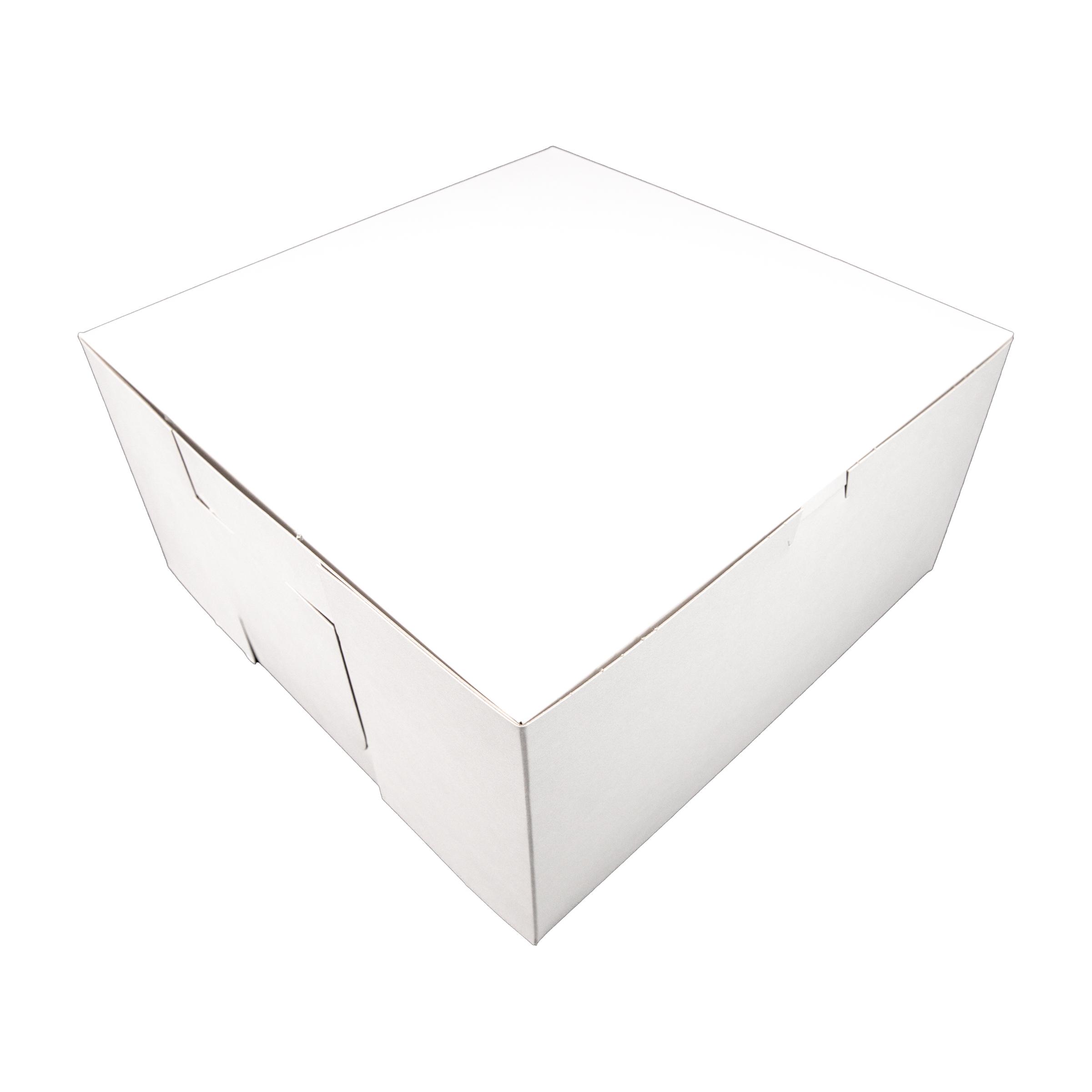 Bakery Box 12X12X6 IN Clay-Coated Kraft Board White Kraft Square Lock Corner Tuck Top 50/Case