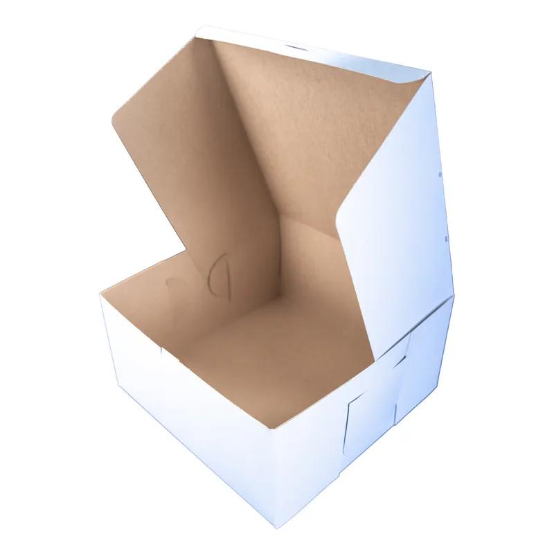 Bakery Box 12X12X6 IN Clay-Coated Kraft Board White Kraft Square Lock Corner Tuck Top 50/Case
