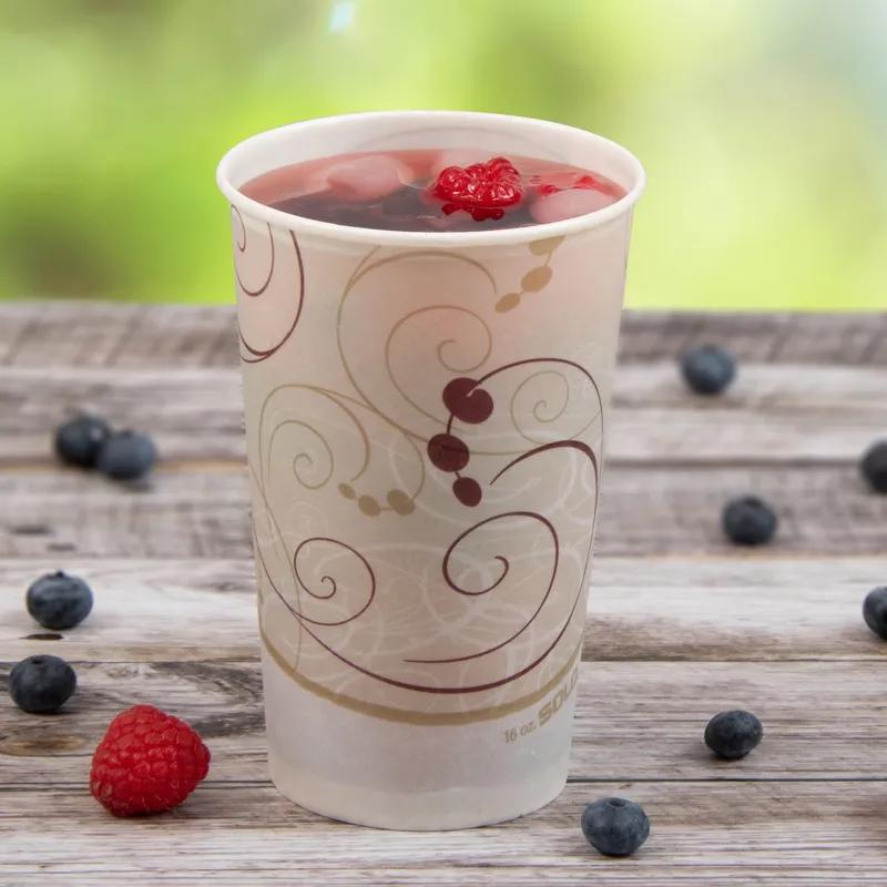 Solo® Cold Cup 16 OZ Wax Coated Paper Multicolor Symphony® Stock Print 50 Count/Pack 20 Packs/Case 1000 Count/Case
